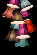 vibrant coloured lampshades