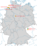 Karte zu den Nachweisen des Isabellsteinschmätzers in Deutschland 