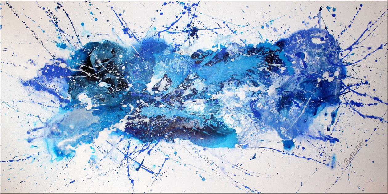 Wandbild blau, 120 x 60 cm,Acrylbild abstrakt, modern, Gemälde Wohnzimmer,XXL