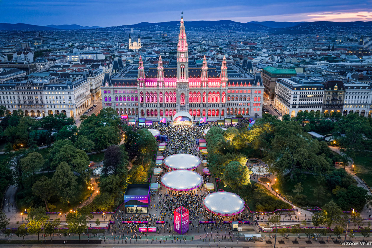 Der Treffpunkt aller ESC-Fans am Wiener Rathausplatz. Foto: ©  Stadt Wien 