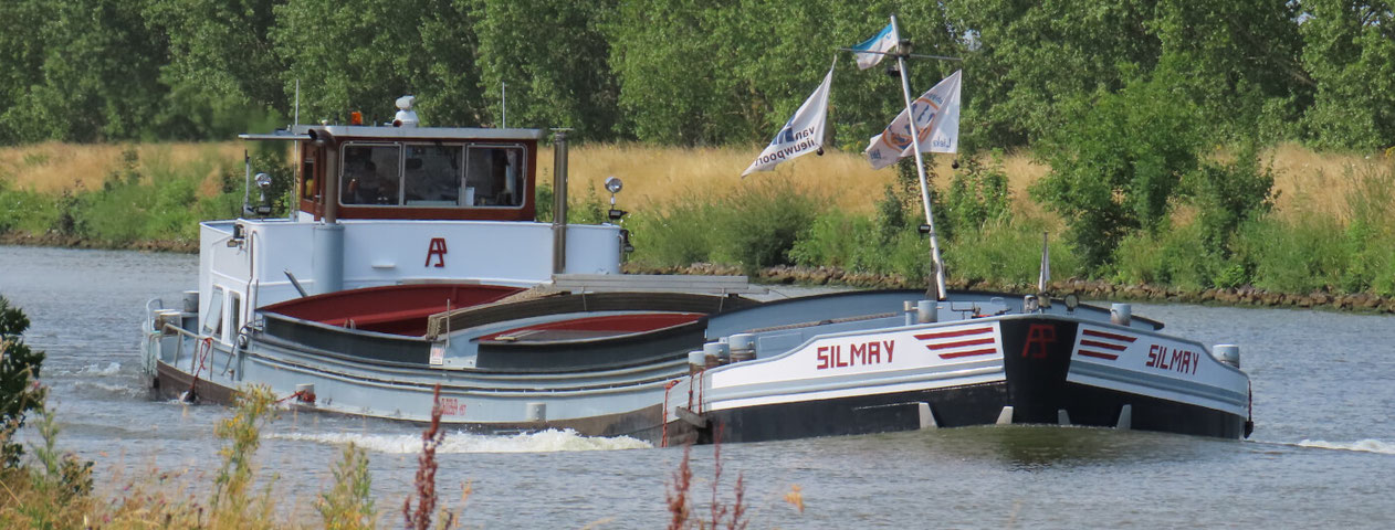 Motorvrachtschip Silmay met ENI-nummer 06002684, in 1929 gebouwd bij werf Gebr. Boot in Delft, varend onder Belgische vlag.
