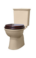 Kingston Closed Coupled Ivory Toilet Suite, oak/mahogany seat  - S Trap 150mm set out, WELS 4 star rating, 4.5/3L