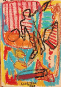 Abstract art 11cmx16,5cm dessin sur papier, pastel, juin 2025