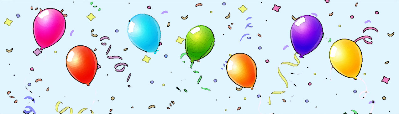 bunte Luftballons und Konfetti