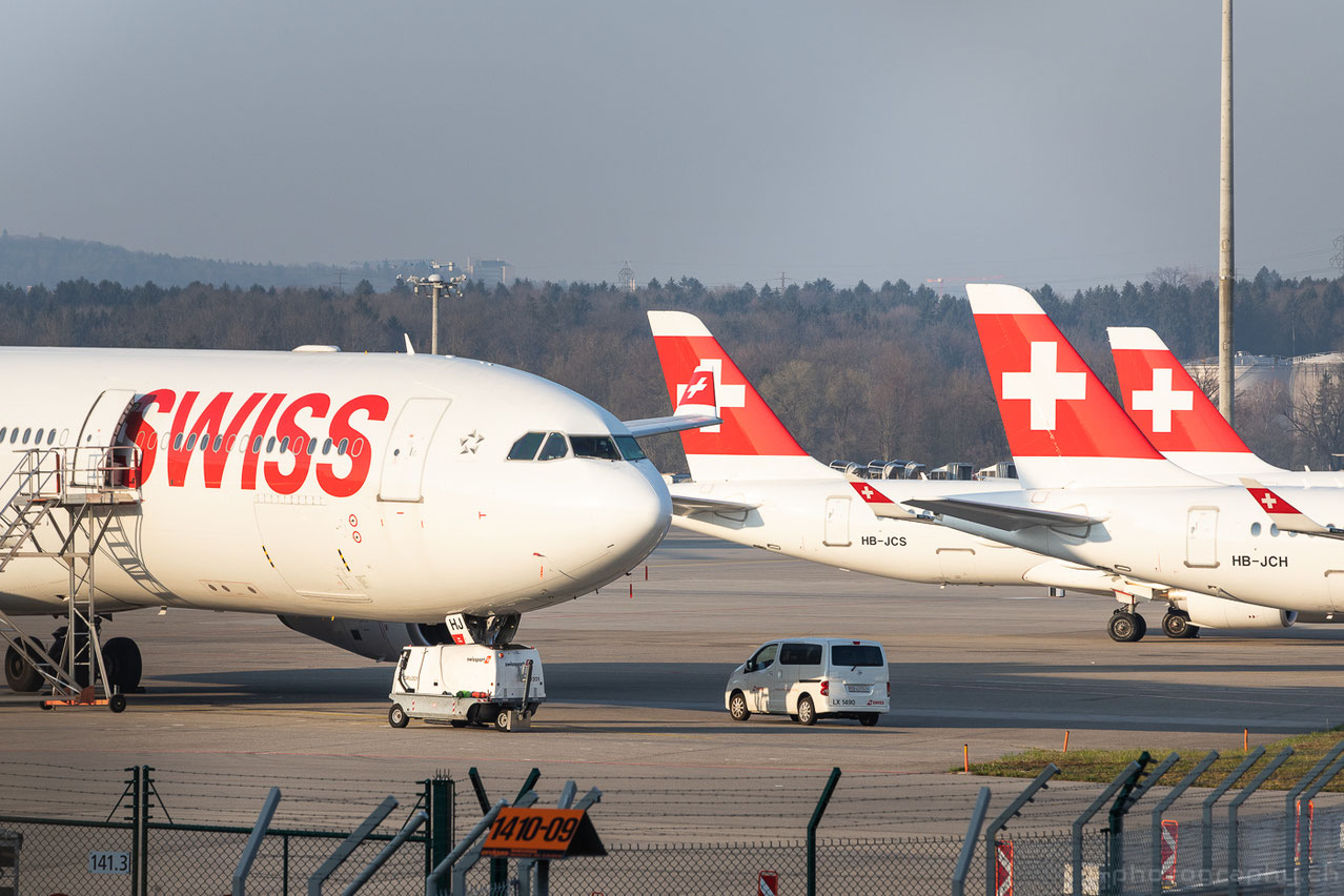 Teilgrounding der Swissflotte in Zürich und Dübendorf aufgrund der Coronakrise in der Luftfahrt. 