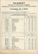 Schmidt Spiele - Neuheiten-Katalog  Erscheinungsjahr:  1970