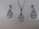 REF: OP 12  Juego en plata de ley con circonitas. Cadena de plata  de ley veneciana de 50 cm. 