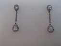 REF: OP 01  Pendientes largos en plata de ley con circonitas . Cierre presión. 