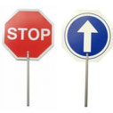 stop & go schild, lollipop, stop & go