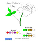 online kleuren : eenvoudig : bloem, blad, stengel