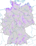 karte zum Vorkommen des Steinwälzers (Arenaria interpres) während des Durchzuges in Deutschland