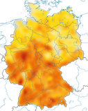 Karte zur Verbreitung des Sommergoldhähnchens in Deutschland. 