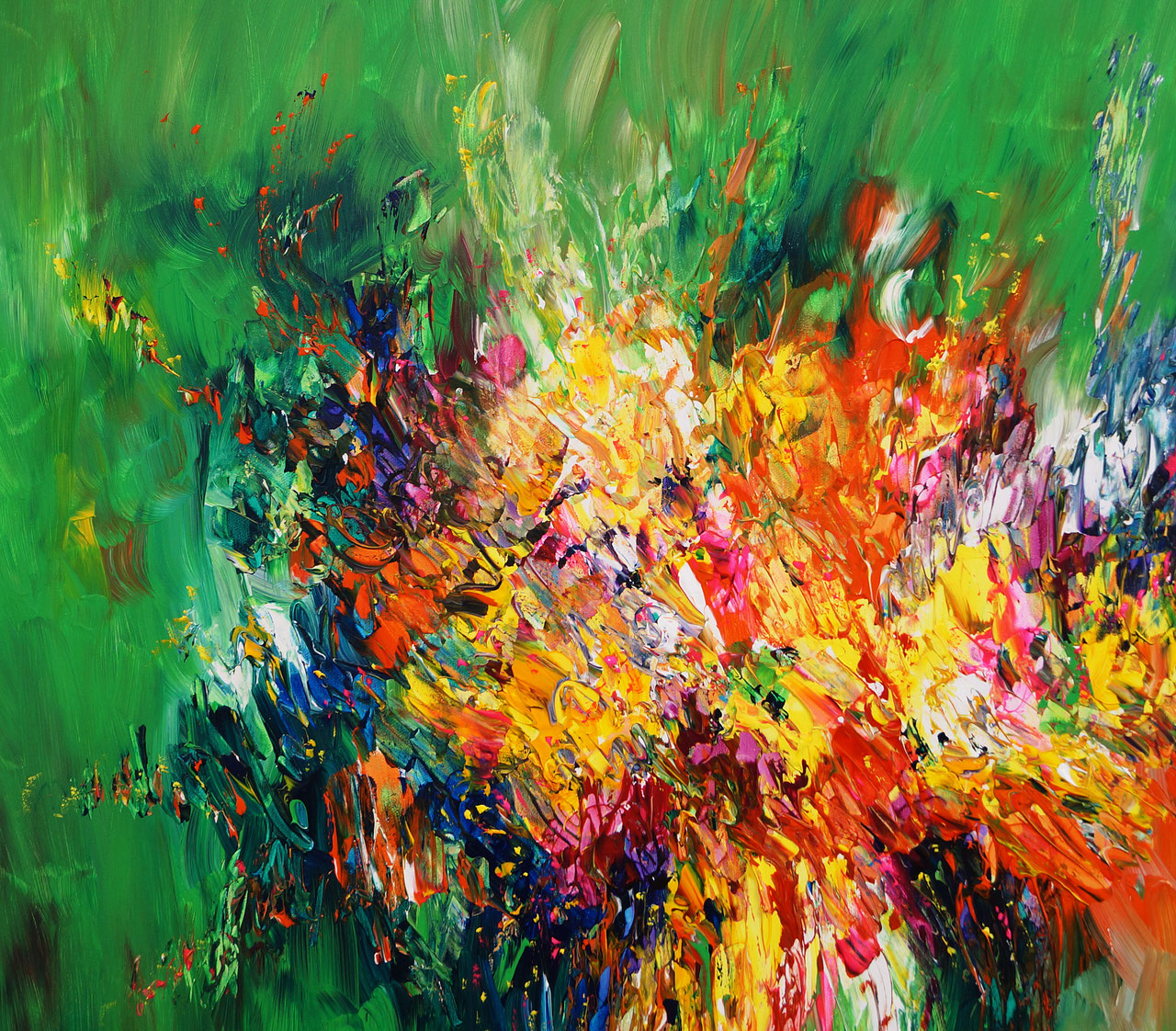 Green artwork large abstract painting art for sale