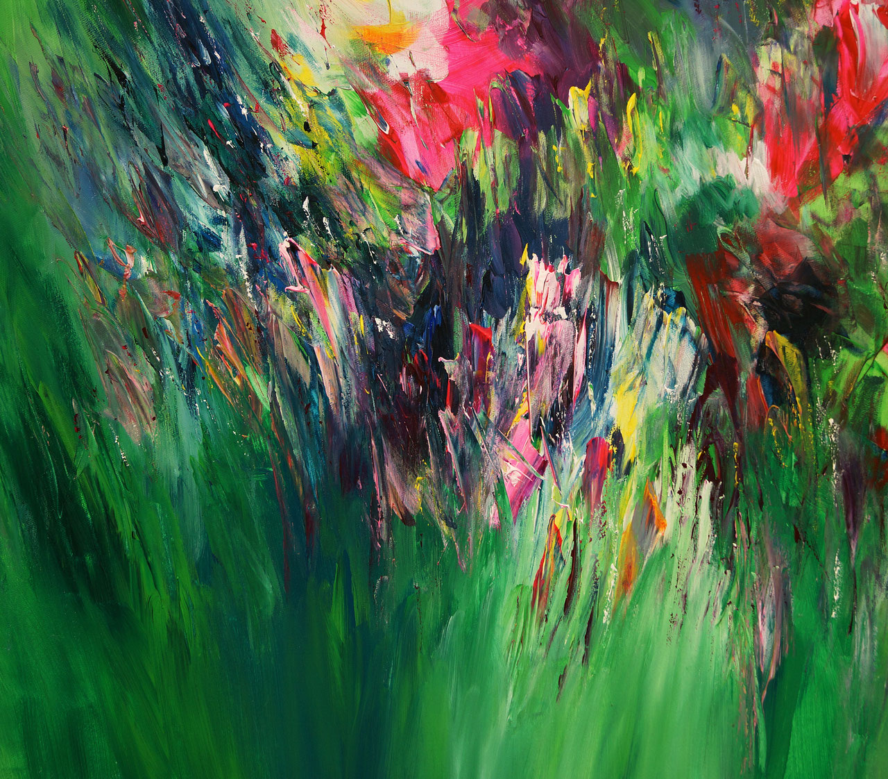 Green artwork large abstract painting art for sale