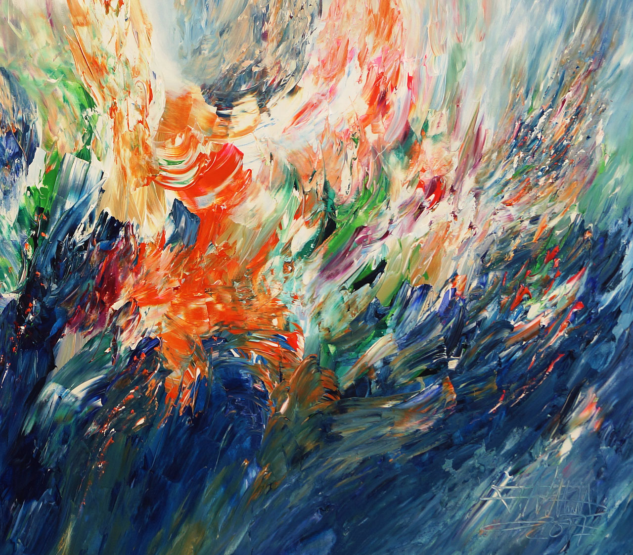 Blue artwork large abstract painting art for sale