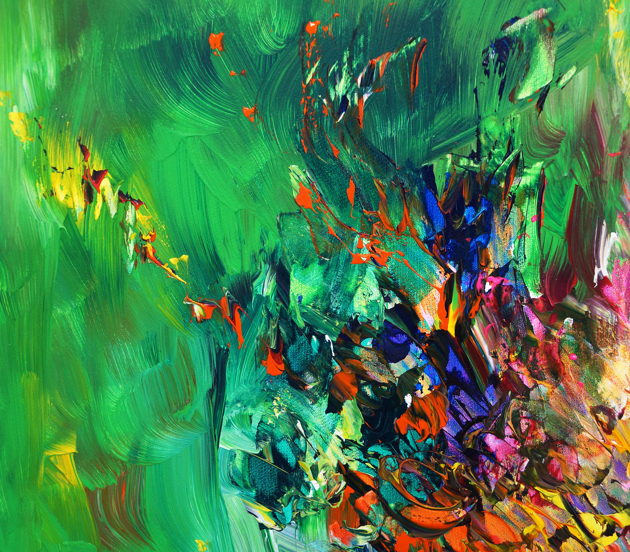 Green artwork large abstract painting art for sale