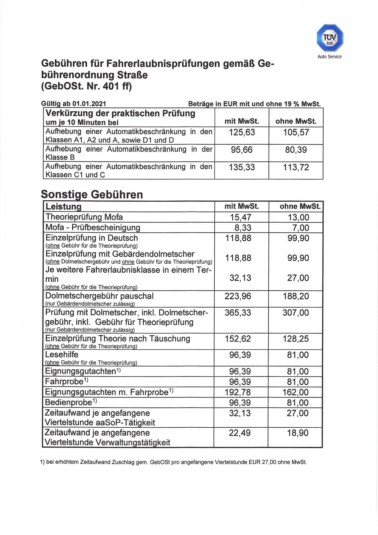 TÜVGebührenneue Fahrprüfung(16) Fahrschule Gressmann