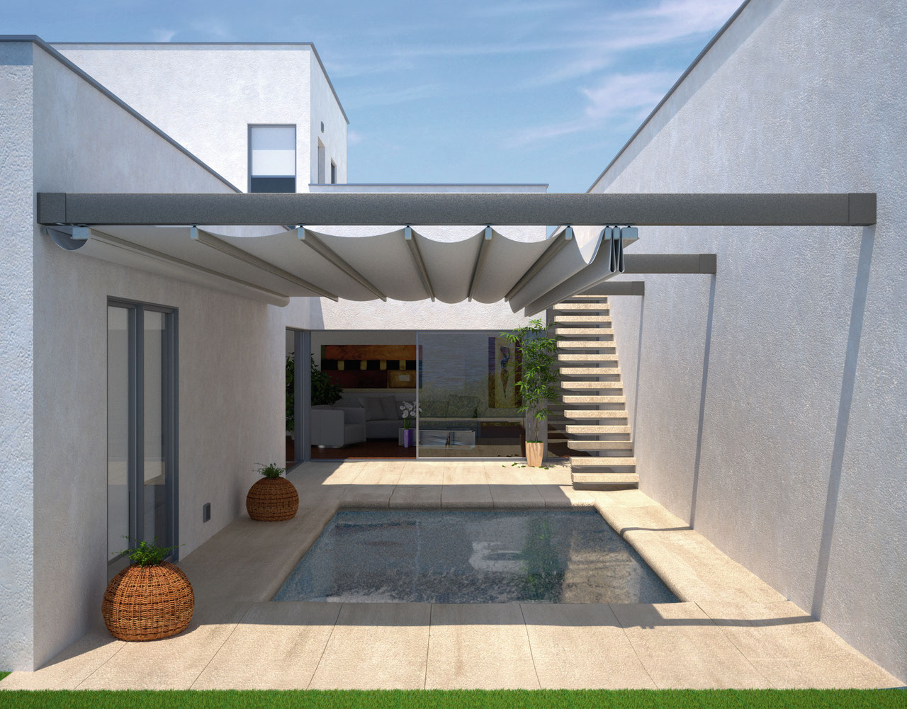 Terrassenfaltdach Pergola SunRain S - schattenbau