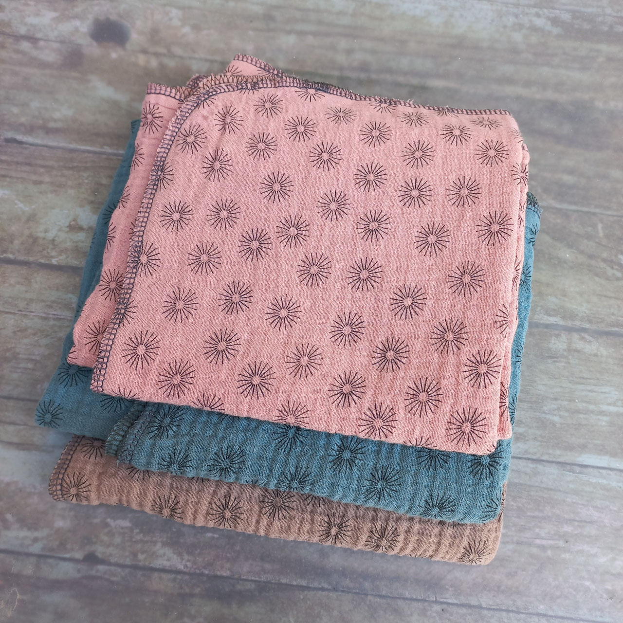 Lot De 3 Langes En Mousseline Olive - Blanc Vert Noir - - 20.95