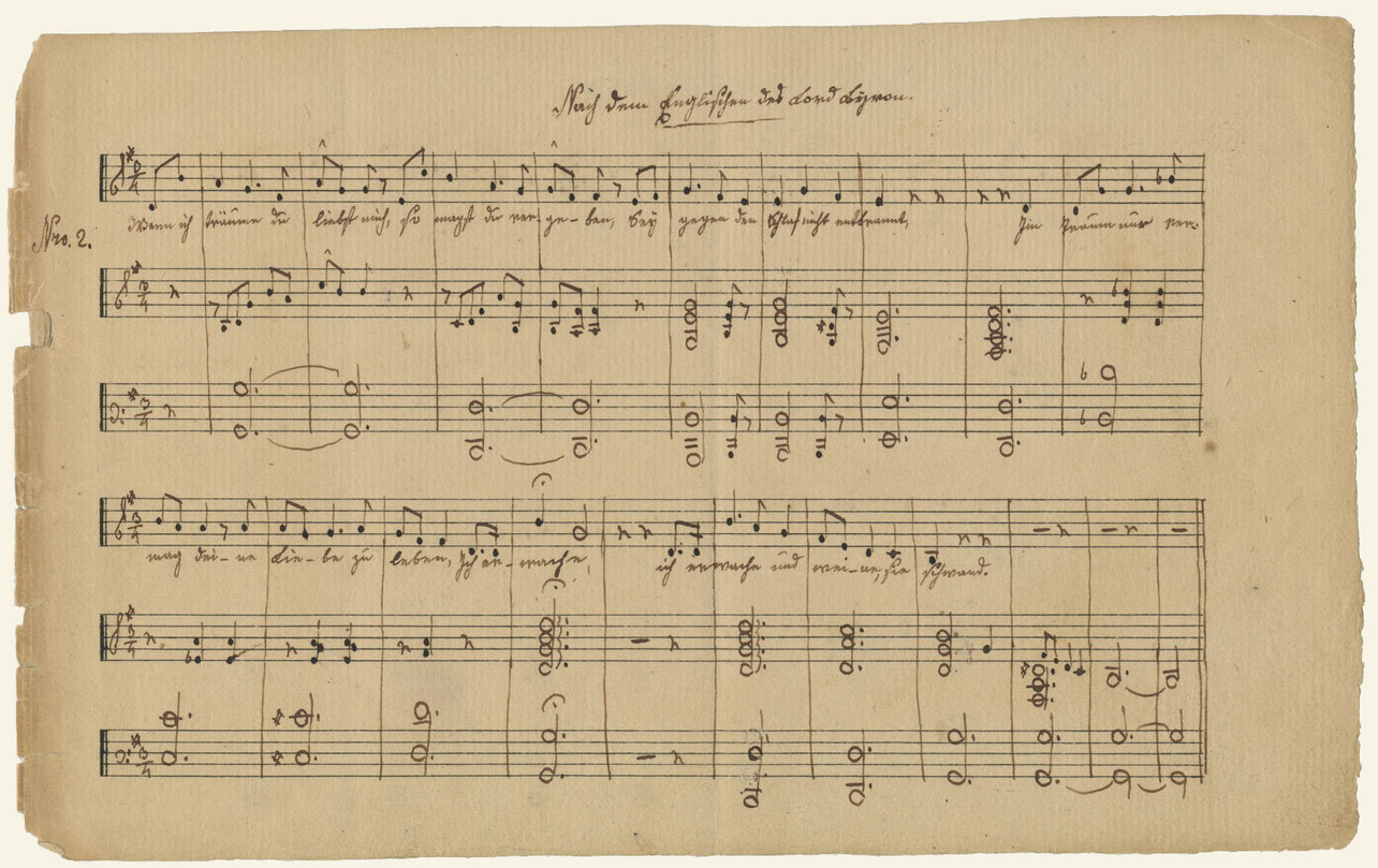 Faksimile einer Notenhandschrift von Annette von Droste-Hülshoff (Uni-Bibliothek Münster)