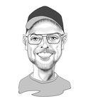 Schwarz-weiße Karikatur von Max.