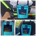 Tablet-Tasche für die Rolli-Armlehne und andere Möglichkeiten in Dunkelblau/Türkis.