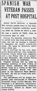 Obituary for the Shanghai Candy King James D. Sullivan. From The Honolulu Advertiser, 9 April 1932