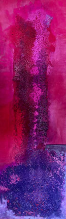 Zeitzeichen (Zwischen 12.H. zu 1.H.) 22-25 / 100x40cm / Schichtungen auf Leinwand