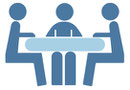 Illustration de 3 personnes autour d'une table
