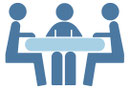 Illustration de 3 personnes autour d'une table