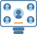 Illustration d'un écran d'ordinateur réunissant des personnes dans le cadre d'une réunion, webinaire, entretien en ligne