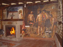 Pintura mural "La Fragua de Vulcano" en un salón. Interpretación de pintura de Velázquez. 