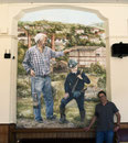 Pintura mural en el Centro de Día de Mayores del pueblo minero de Barruelo de Santullán.
