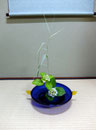 縞葦　紫陽花　瑠璃ガラス金耳付き
