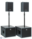 Hughes & Kettner Audio E.L.I.A.S., aktive Bühnen PA für Auftritte für bis zu 250 Personen, 1600 Watt. H&K gehört übrigens zur deutschen Stamer Gruppe und kommt aus dem Saarland.