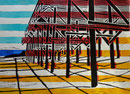 Thomas Landt - "Kampen Hauptstrand" - Farb-Linoldruck auf Bütten - 30x42 cm - 2011 - Auflage 4/20 - Sylt