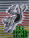 Thomas Landt - "Der Bundes-Reiher" - Farb-Linoldruck auf Bütten - 15x30 cm - 2007 - Auflage 3/10 - Sylt