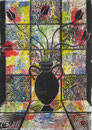 Thomas Landt - "Die wilden Tulpen" - aquarell. Linoldruck - 40x20 cm - 2006 - Auflage 5/10 - Sylt
