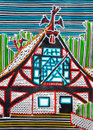 Thomas Landt - "Das Haus des Mutigen" - Farb-Linodruck auf Bütten - 40x50 cm - 2009 - Auflage 5/10 - Sylt