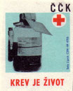 Blood is Life: Czechoslovak Red Cross. 1971. Czechoslovakia. Matchbox Labels. print. ephemera.