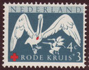 Aquí en un Sello Postal de Holanda se puede observar una Gota de Sangre en el pico de un Pelícano.