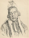 Fernand Ledoux -Comedie Française  (Le légataire universel) 1952 fusain André Aaron Bilis