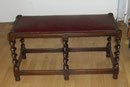 KT0507/ Sitzbank ~1880, England, Eiche/Leder, H48, B 90, T 86 cm, EUR 180,-