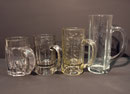 4085/ 4 Biergläser ~1900, Pressglas, H 12-20cm, EUR 40,-