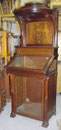 KT0306/Vitrinenschrank ~1900, Mahagoni, H 192, B 75, T 54 cm, 2-tlg., EUR 2000,-