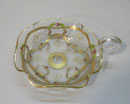 4327/ Glas-Hanhelschale ~1800, feien Bemalung, Abriss, Gebrauchsspuren, L 15, B 12, H 6cm, EUR 65,-