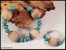 AB 8: Fellperlen mit Türkisperlen und Silberelementen gefertigt. Preis 34 Euro