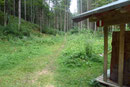 … die Schotterstraße zur Jagdhütte in der Sulzaustube entlang. Gleich dahinter ließ mich der markierte Steig  im Wald verschwinden. 