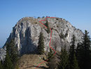 Als nächstes Ziel stand der Kitzstein auf dem Programm. Jedoch wagte ich schon einen Blick auf das letzte Tagesziel, den Klettersteig (Kat. A) auf die Wasserwand. Zuerst 30m steil, fast senkrecht empor und den schmalen Grat rechts zum Kreuz.