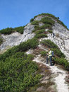 Die zweite Schlüsselstelle, eine seilversicherte Felsstufe am sogenannten Greißhörndl war in Sichtweite.